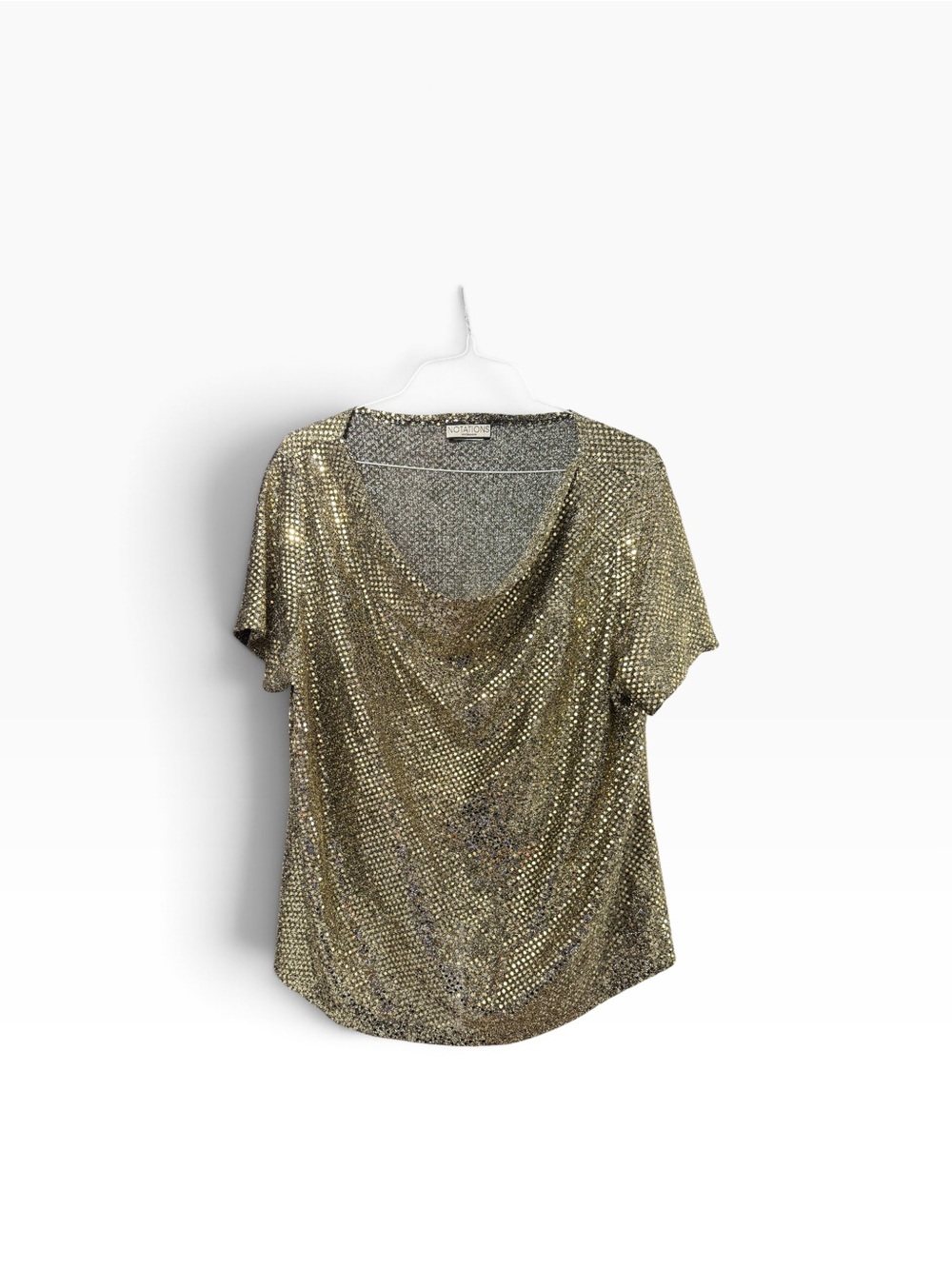 Notations Gold Sequin Draped Short-Sleeve Women's Top 1x
